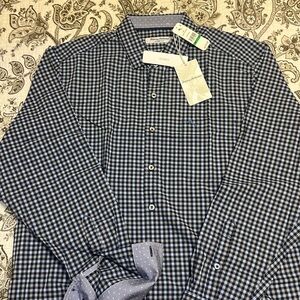 Tommy Bahama Newport Pania Gingham Ocean Deep Blue Shirt, Men’s Large, NWT